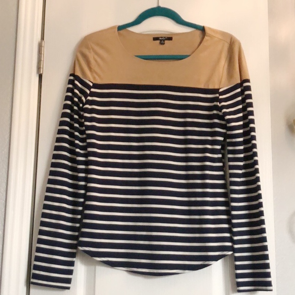 Navy and suede long sleeve